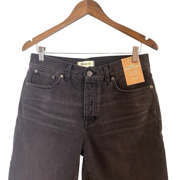 Madewell Long Denim Shorts- Black Bermuda Denim Shorts- Size 27 - Picture 6 of 13